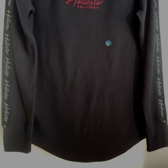 Hollister Womens L-Sleeve Waffle Knit Logo Down Both Arms Y2K Thermal S Pullover - Picture 3 of 9
